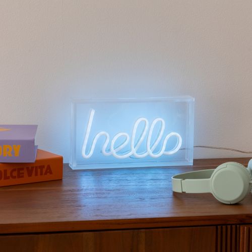 Néon à poser LED USB L. 23 cm HELLO Bleu