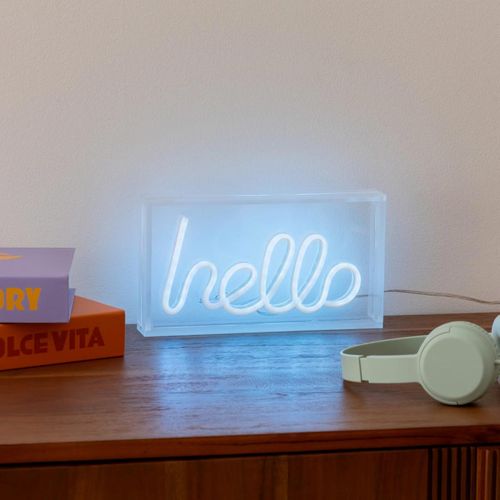 Néon à poser LED USB L. 23 cm HELLO Bleu