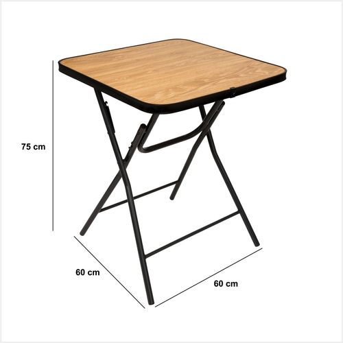 Table Pliante Renforcée En Bois Et Métal Folda - Beige Et Noir