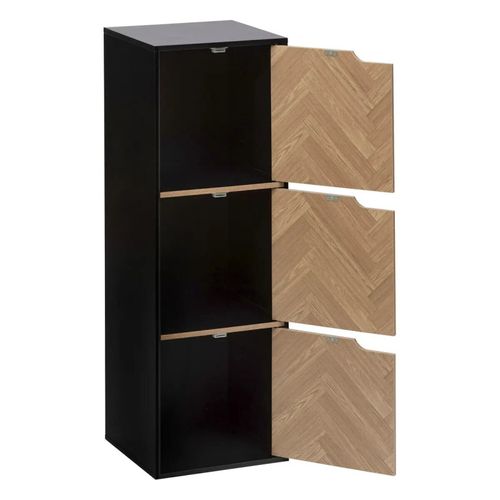 Etagère 3 Cases Avec Portes Chevrons Noir