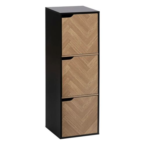 Etagère 3 Cases Avec Portes Chevrons Noir