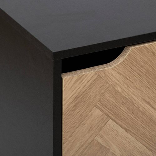 Etagère 3 Cases Avec Portes Chevrons Noir