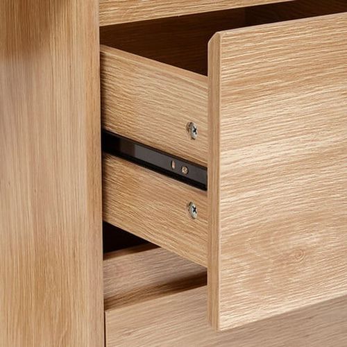 Bureau 2 Tiroirs Effet Bois Abana - Beige