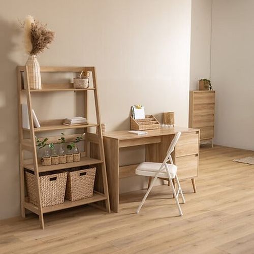 Bureau 2 Tiroirs Effet Bois Abana - Beige