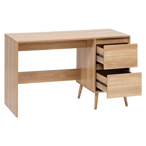 Bureau 2 Tiroirs Effet Bois Abana - Beige