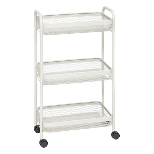 Desserte Roulante En Acier Beige Avec 3 Paniers H 79.6 Cm