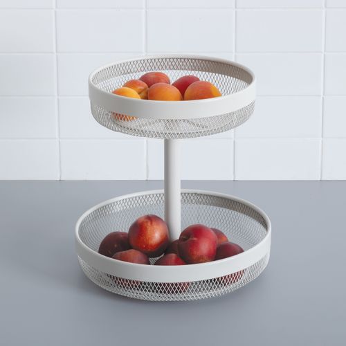 Corbeille "mayaj" 2 Niveaux En Métal Beige