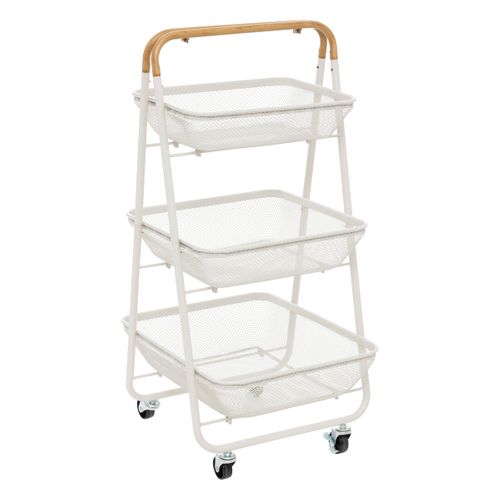 Desserte Roulante En Acier Beige 3 Paniers H 86 Cm