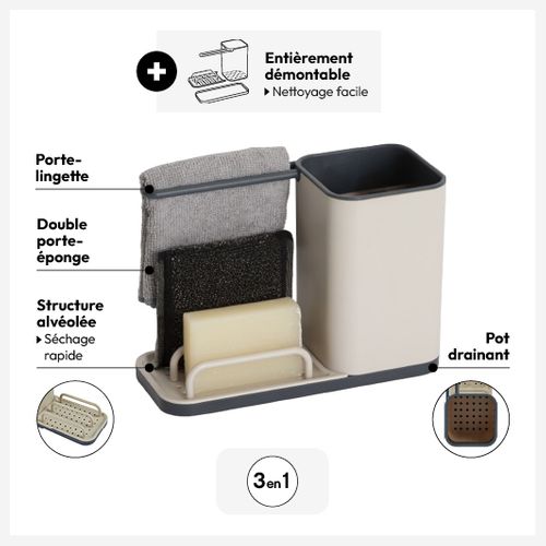 Organisateur D'évier "néo" 4 En 1 Beige