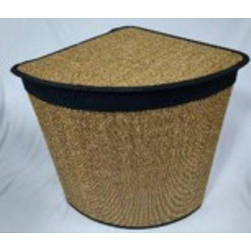 Panier à Linge D'angle 48l En Bambou Et Tissu Noir H 50 Cm