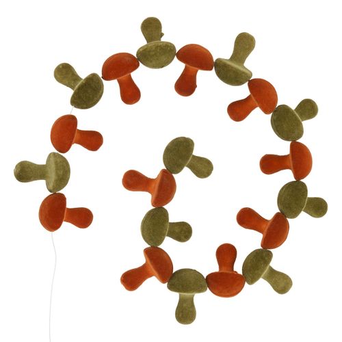 Guirlande De Noël Champignons En Velours Orange Et Vert L 180 Cm