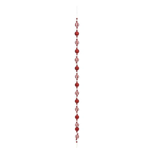 Guirlande De Noël Boules Rouge Et Blanc Pailleté L 185 Cm