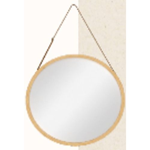 Miroir Mural Rond Avec Lanière En Cuir D50cm