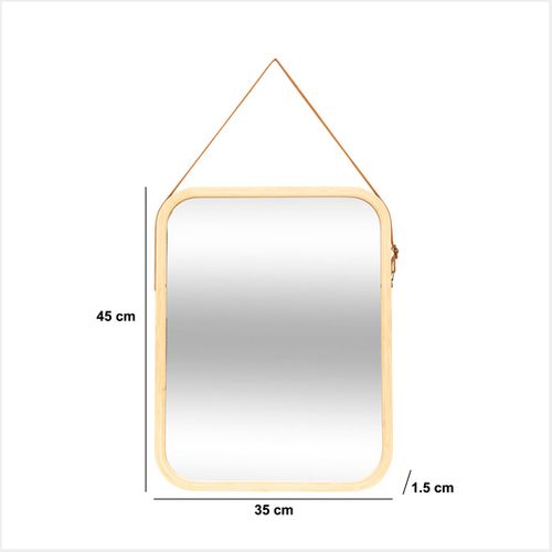Miroir Mural Avec Lanière En Cuir 45x35cm