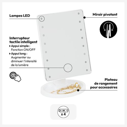 Miroir à LED Blanc 28x16cm