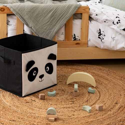 Boîte De Rangement Enfant Panda "joey" Noir et Blanc 29x29cm