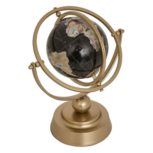 Globe Terrestre Bota H.25cm Métal Mordoré