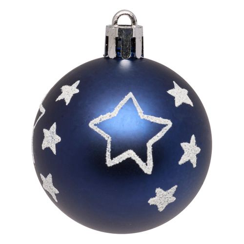 Déco De Sapin Lot De 15 Boules De Noël D 5 Cm - Bleu Et Argent