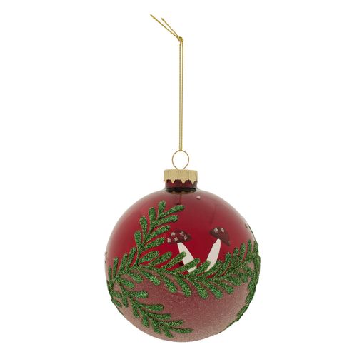 Déco Sapin De Noël Boule En Verre D 9 Cm Rouge Déco Branches Pailletées