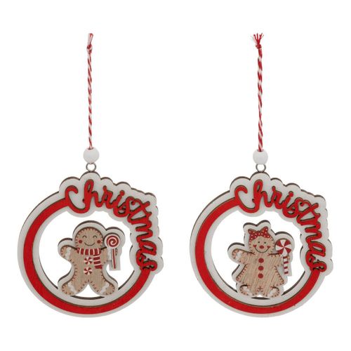 Déco De Sapin Lot De 2 Couronnes Pain D'épice Rouge