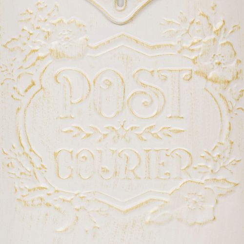 Boite Aux Lettres Décorative En Fer Blanc Patine Mordorée Et Motifs Floraux H 40.5 Cm