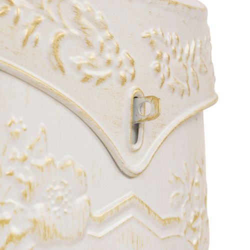 Boite Aux Lettres Décorative En Fer Blanc Patine Mordorée Et Motifs Floraux H 40.5 Cm