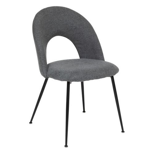 Chaise De Table Assise Gris Chiné Et Pied En Métal Noir H 81 Cm