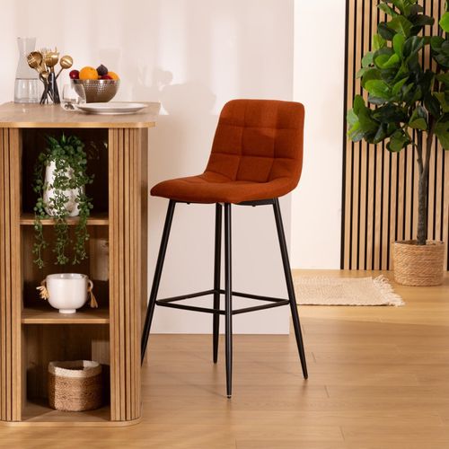 Tabouret De Bar Sirac Pieds Métal Tissu Ambre