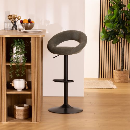 Tabouret De Bar Ajustable Sasha Tissu Kaki Foncé