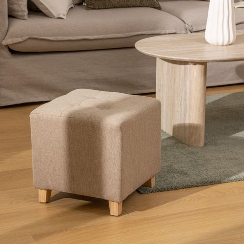 Pouf Carré En Tissu Leandre - Beige