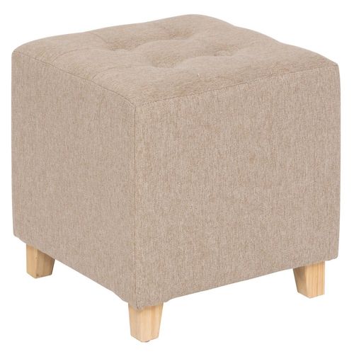 Pouf Carré En Tissu Leandre - Beige