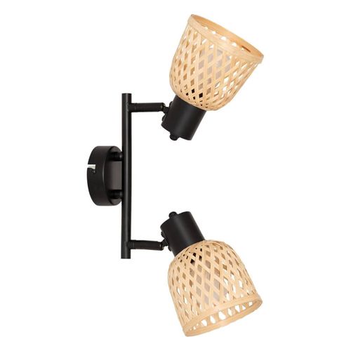 Applique 2 Lampes Lio Métal Et Bambou