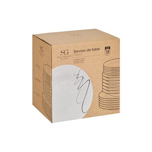 Service De Table 18 Pièces "pablo" 26cm Blanc et Noir