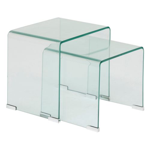 Lot De 2 Tables Gigognes En Verre Trempé Transparent