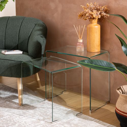 Lot De 2 Tables Gigognes En Verre Trempé Transparent