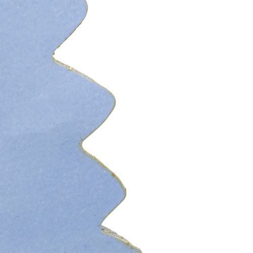 Sapin De Noël En Papier Plié Bleu Liseré Doré H 30 Cm