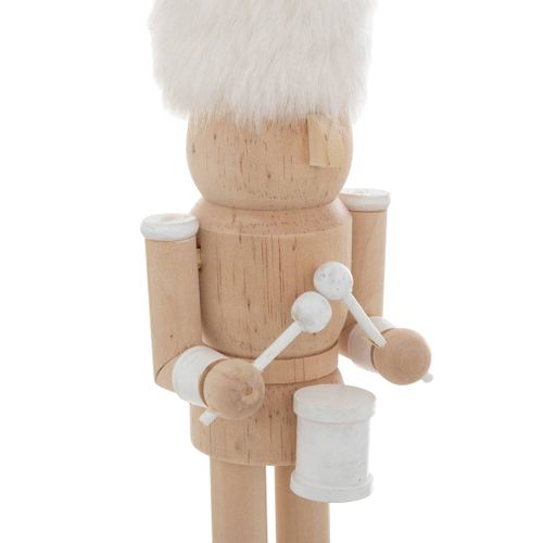 Déco De Noël Figurine Casse-noisette Bois Et Fourrure Blanche H 25.5 Cm