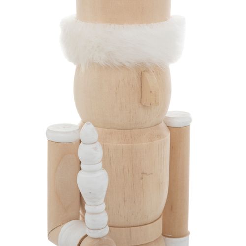 Déco De Noël Figurine Casse-noisette Bois Et Fourrure Blanche H 38 Cm