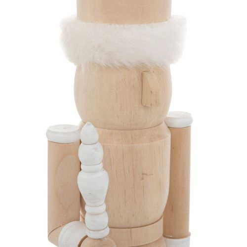 Déco De Noël Figurine Casse-noisette Bois Et Fourrure Blanche H 38 Cm