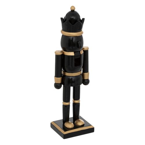 Déco De Noël Figurine Casse-noisette Noir Et Doré H 25.5 Cm