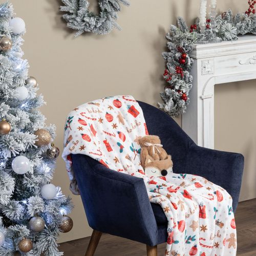 Plaid De Noël Motif Pain D'épice - 130 X 180 Cm - Rouge