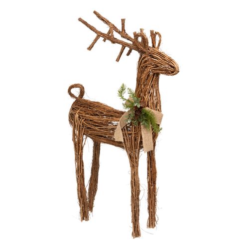 Déco De Noël Grand Renne En Bois Naturel H 95.3 Cm