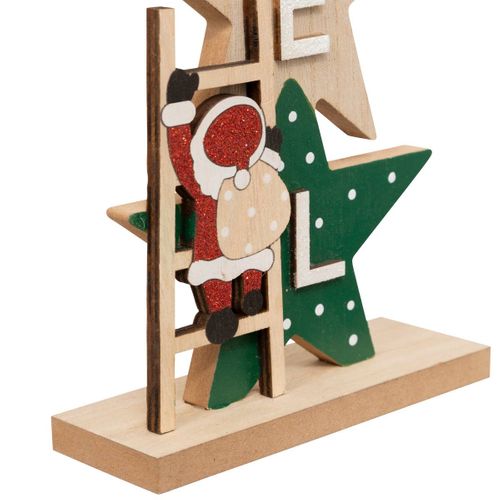 Déco à Poser Mot Noël Sur Étoiles En Bois H 28 Cm