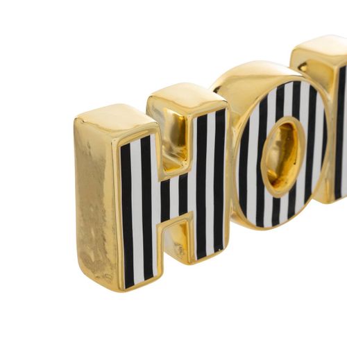 Déco De Noël Mot Home En Céramique Dorée Er Noire L 25 Cm