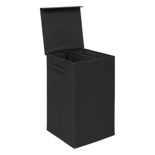 Panier à Linge Noir 74l Avec 2 Compartiments H 60 Cm