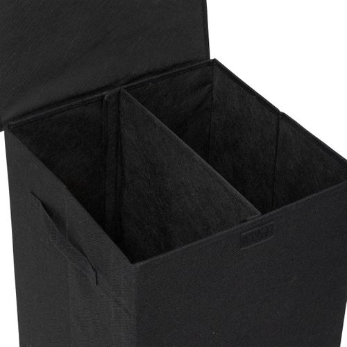 Panier à Linge Noir 74l Avec 2 Compartiments H 60 Cm