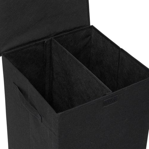 Panier à Linge Noir 74l Avec 2 Compartiments H 60 Cm