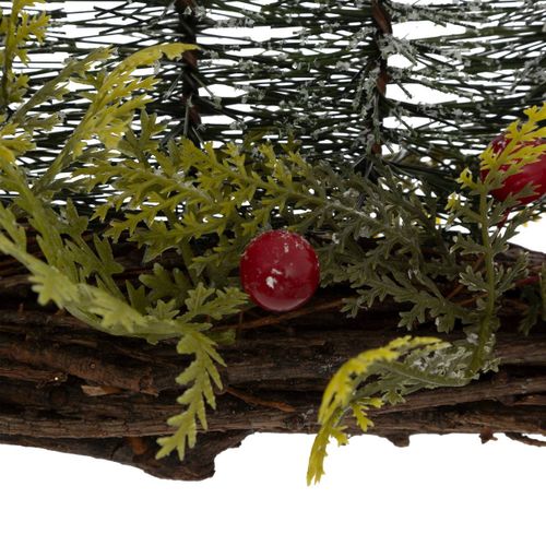 Déco De Noël Sapin De Table Sur Fagot Avec Baies Rouges