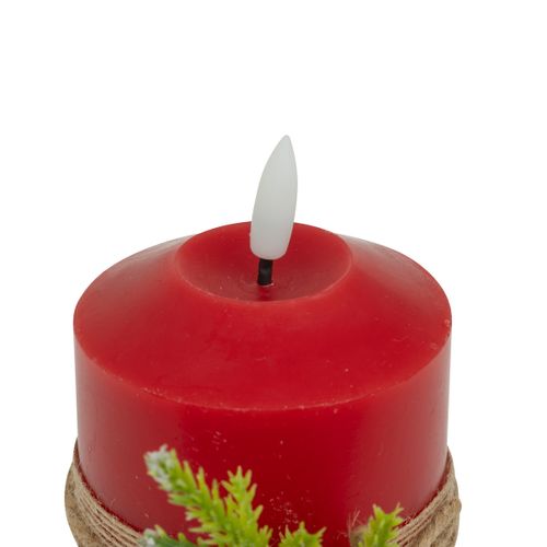 Bougie Lumineuse à LED Avec Déco Noël H 12.5 Cm Rouge