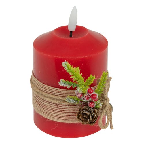Bougie Lumineuse à LED Avec Déco Noël H 12.5 Cm Rouge